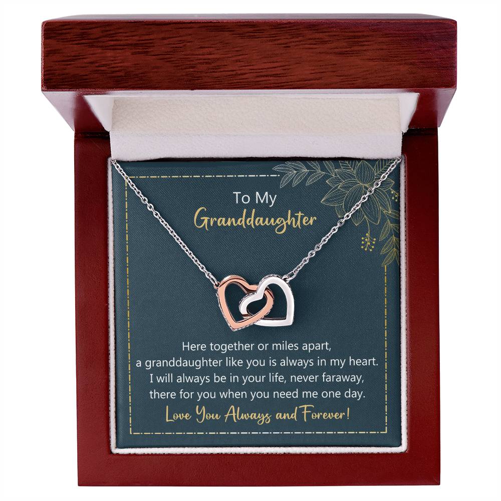 To My Granddaughter I Will Be In Your Life - Never Faraway Necklace Interlocking Hearts Necklace