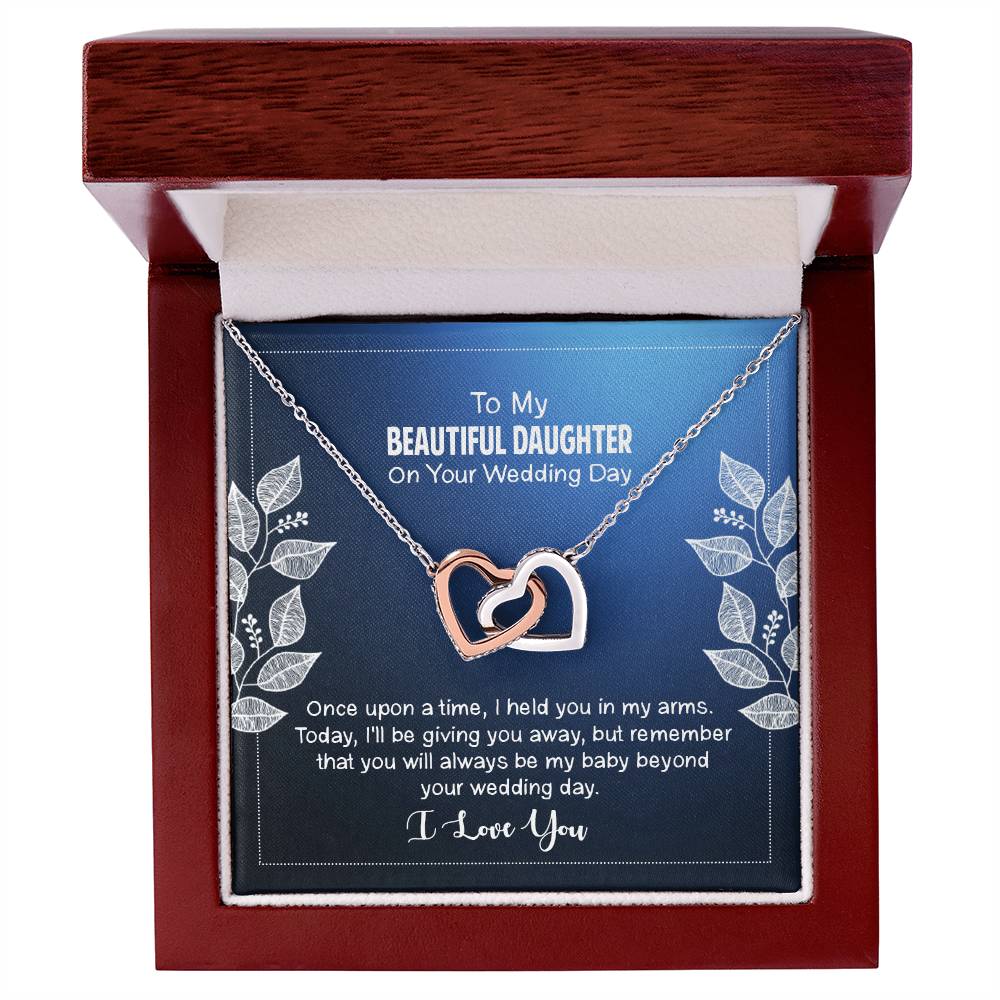 To My Beautiful Daughter - Always Be My Baby Interlocking Hearts Necklace