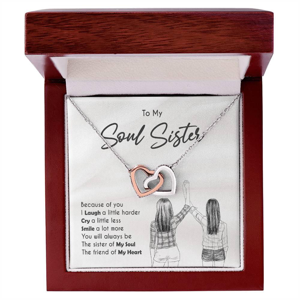 To My Soul Sister - Special Love Interlocking Hearts Necklace