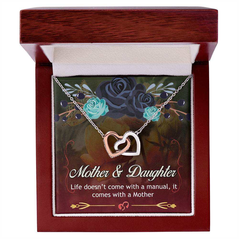 Mother'S Day Necklace With Message Card - Life Doesn'T Come With A Manual It Comes With A Mother Interlocking Hearts Necklace