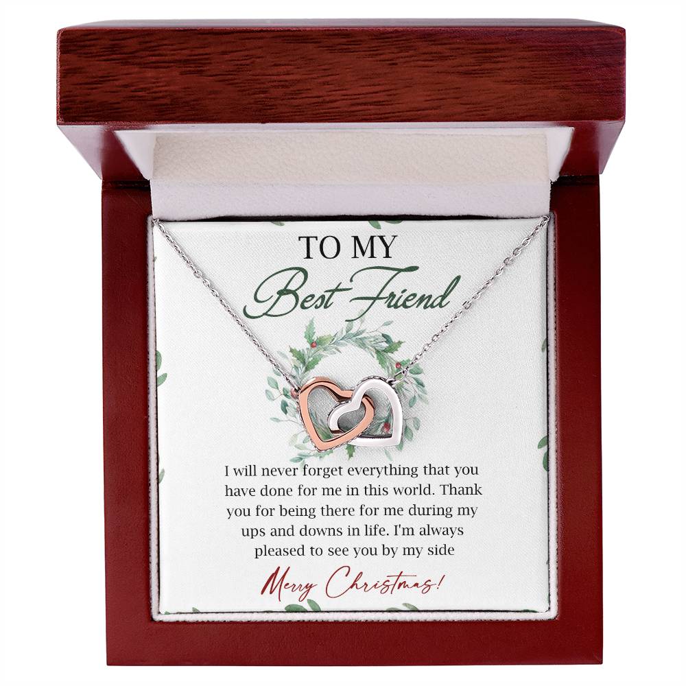 To My Best Friend Interlocking Hearts Necklace Message Card
