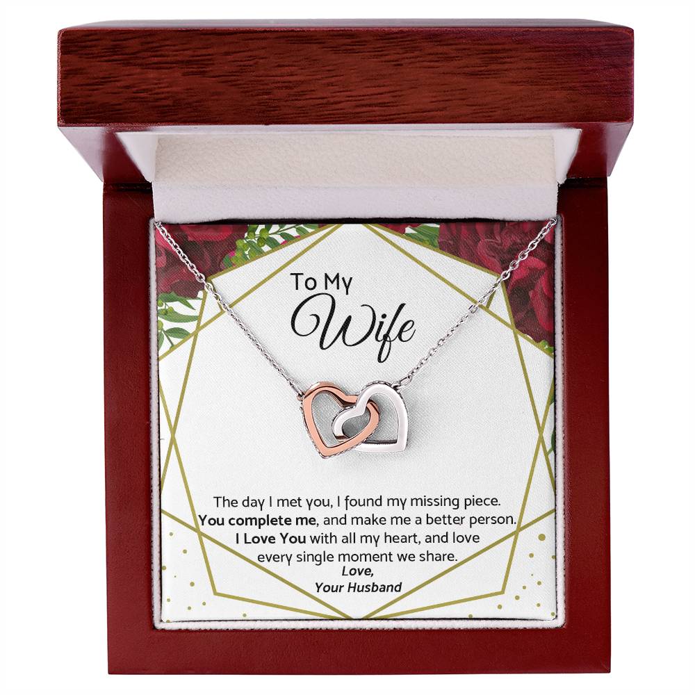 To My Wife - Premium Necklace Interlocking Hearts Necklace