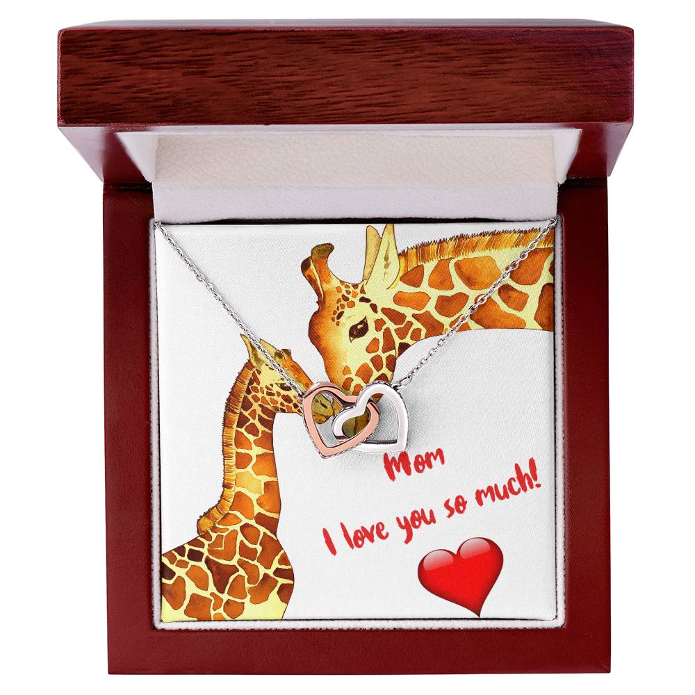 Mom I Love You So Much Two Hearts Embellished With Cubic Zirconia Stones Interlocked Together Interlocking Hearts Necklace