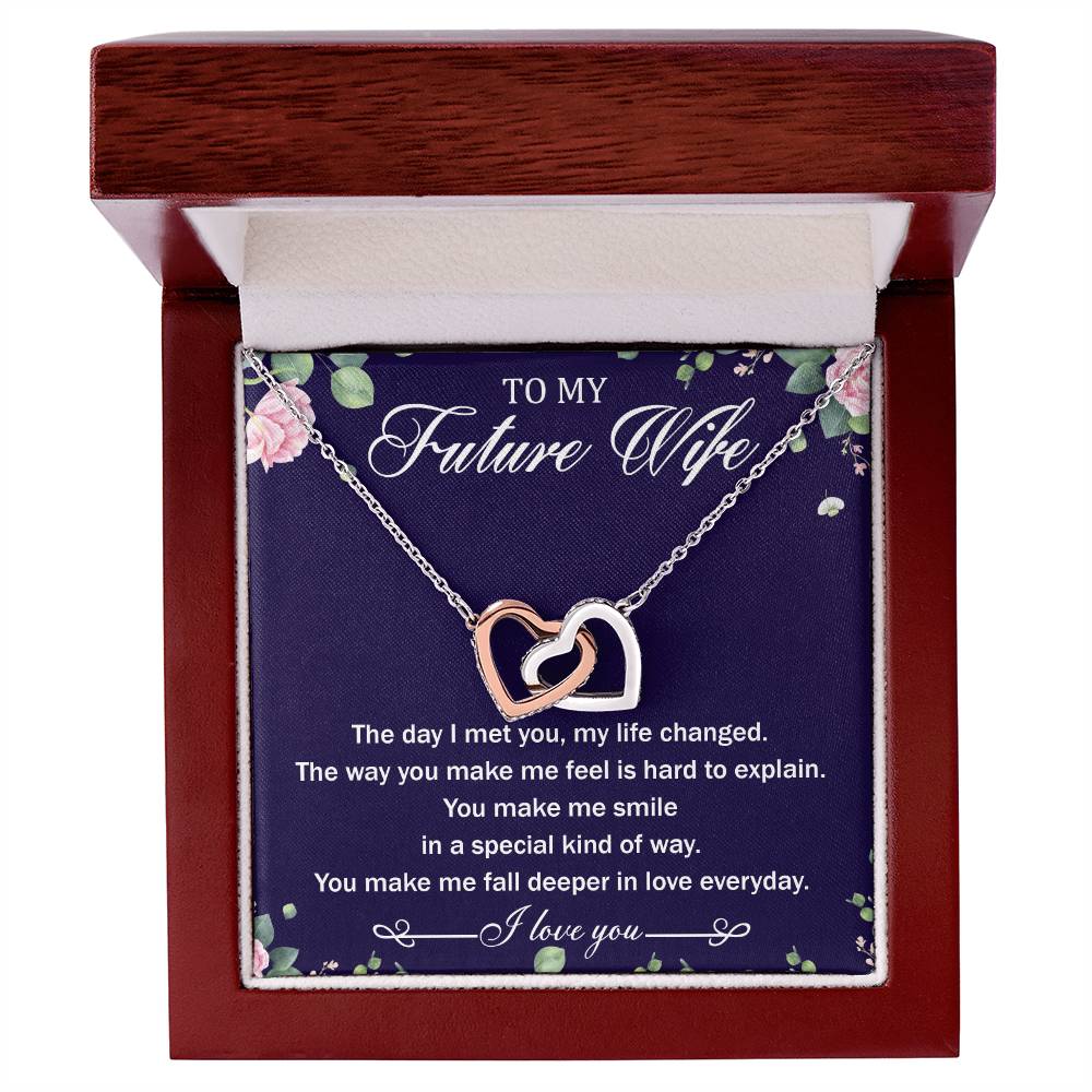 To My Future Wife Interlocking Hearts Necklace Message Card