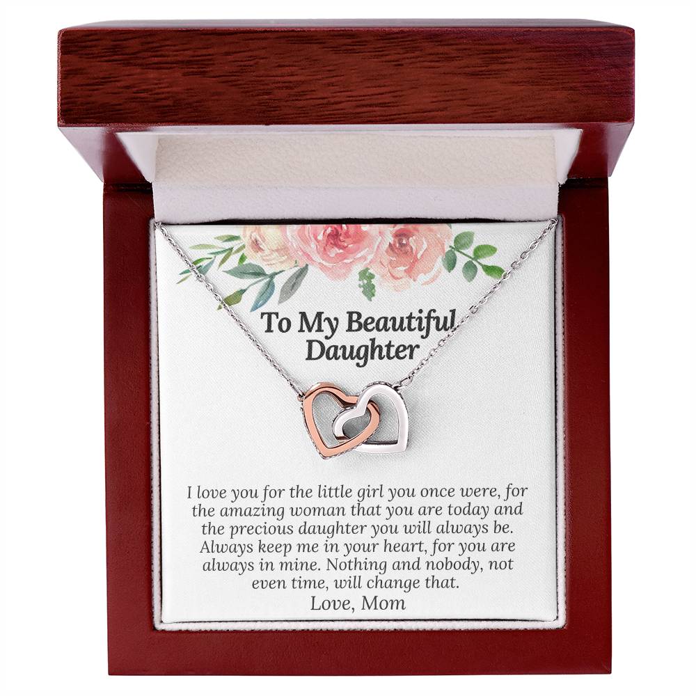 I Love You For The Precious Daughter You Will Always Be Necklace Interlocking Hearts Necklace