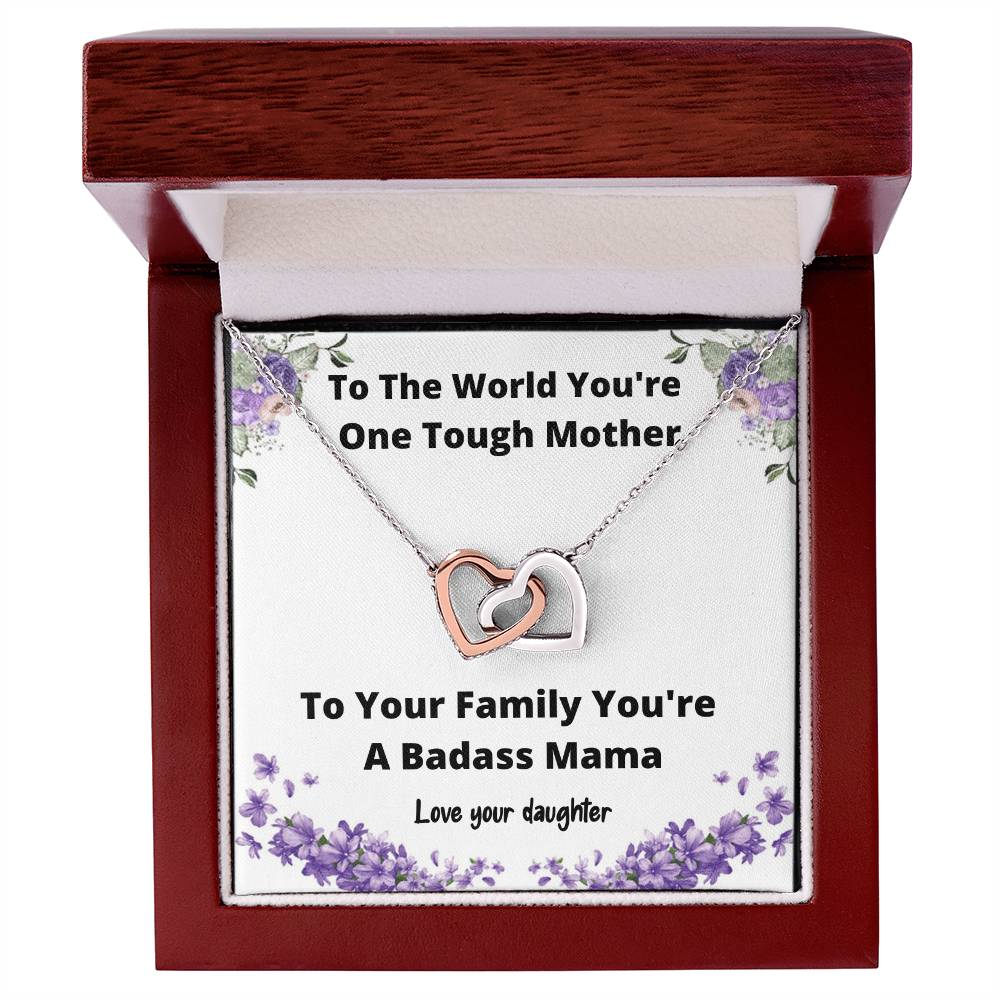 Necklace From Daughter One Tough Mother Gift Idea For Mom Jewelry For Mom Mother Daughter Gift Interlocking Hearts Necklace