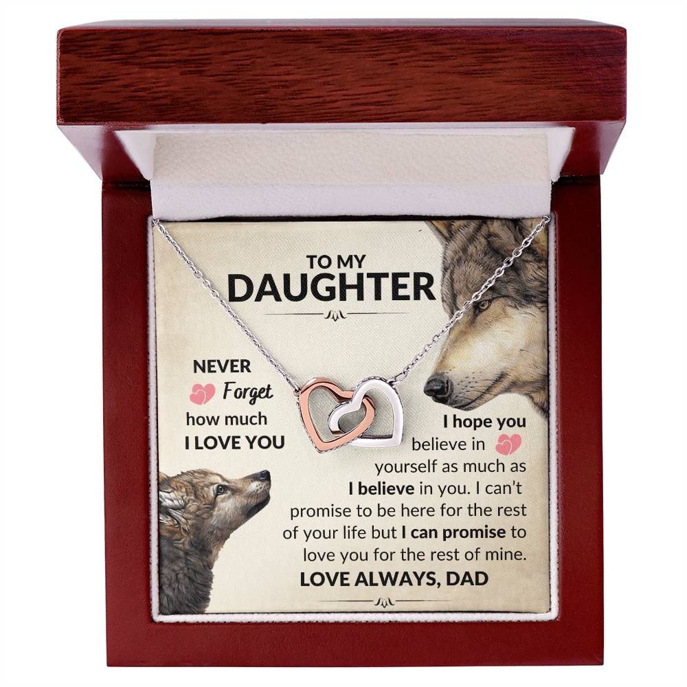 To My Daughter - Never Forget - Necklace Interlocking Hearts Necklace