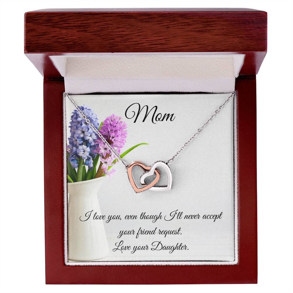 Gift For Mom-Two Hearts-I Love You. Interlocking Hearts Necklace