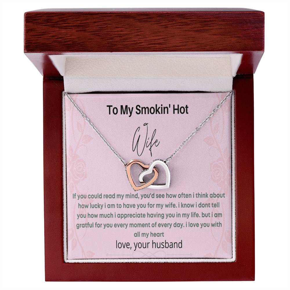To My Hot Wife Interlocking Hearts Necklace