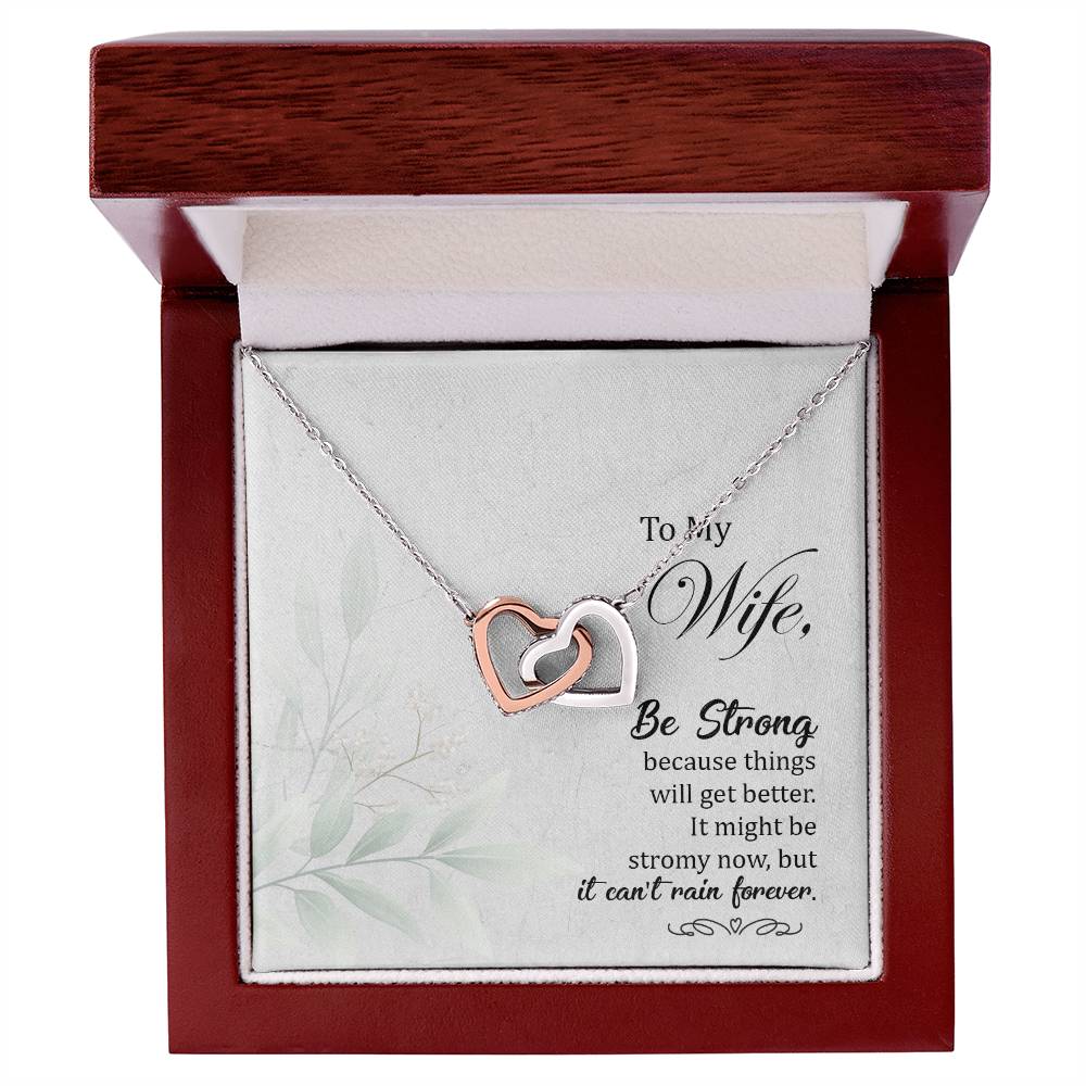 Gift For Wife - Be Strong Necklace Interlocking Hearts Necklace