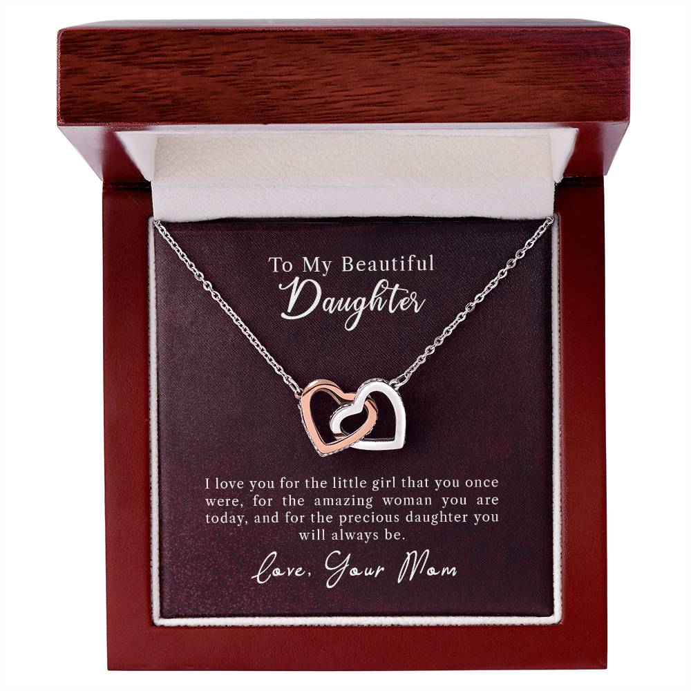 To My Daughter - Precious Daughter - Necklace Interlocking Hearts Necklace