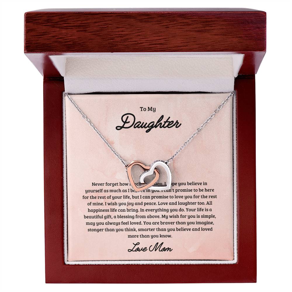 To My Daughter Joy & Peace From Mom Interlocked Hearts Necklace Interlocking Hearts Necklace