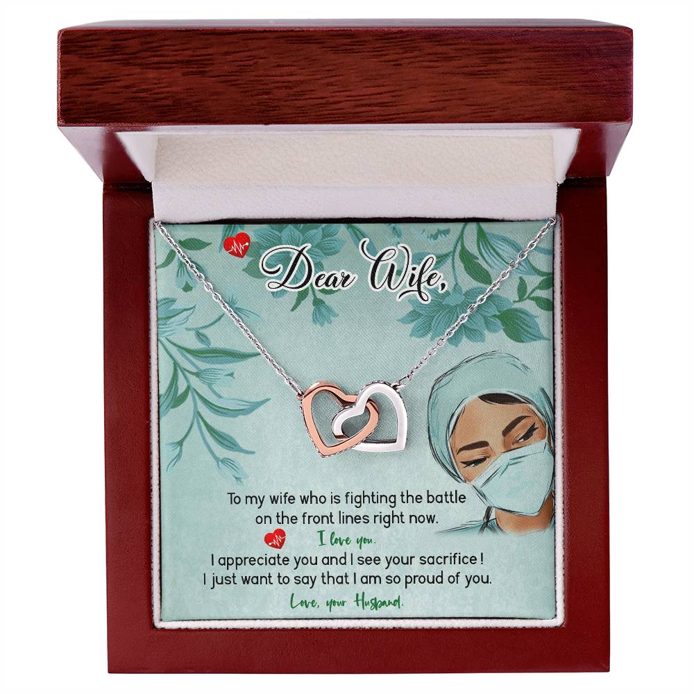 Amazing Front Line Wife Interlocking Hearts Necklace