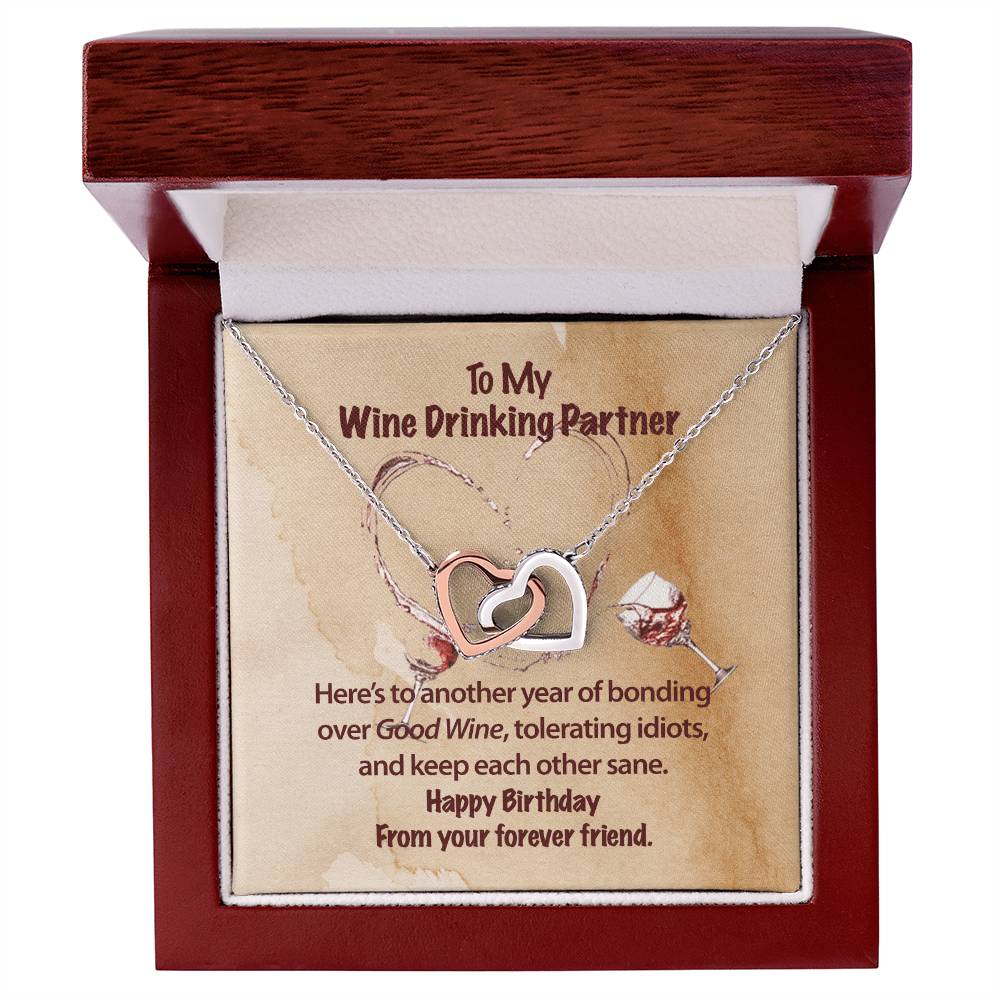 Wine Partner Necklace Interlocking Hearts Necklace