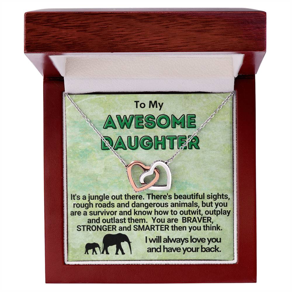 Awesome Daughter Linked Hearts Necklace Gift From Mom Or Dad Interlocking Hearts Necklace