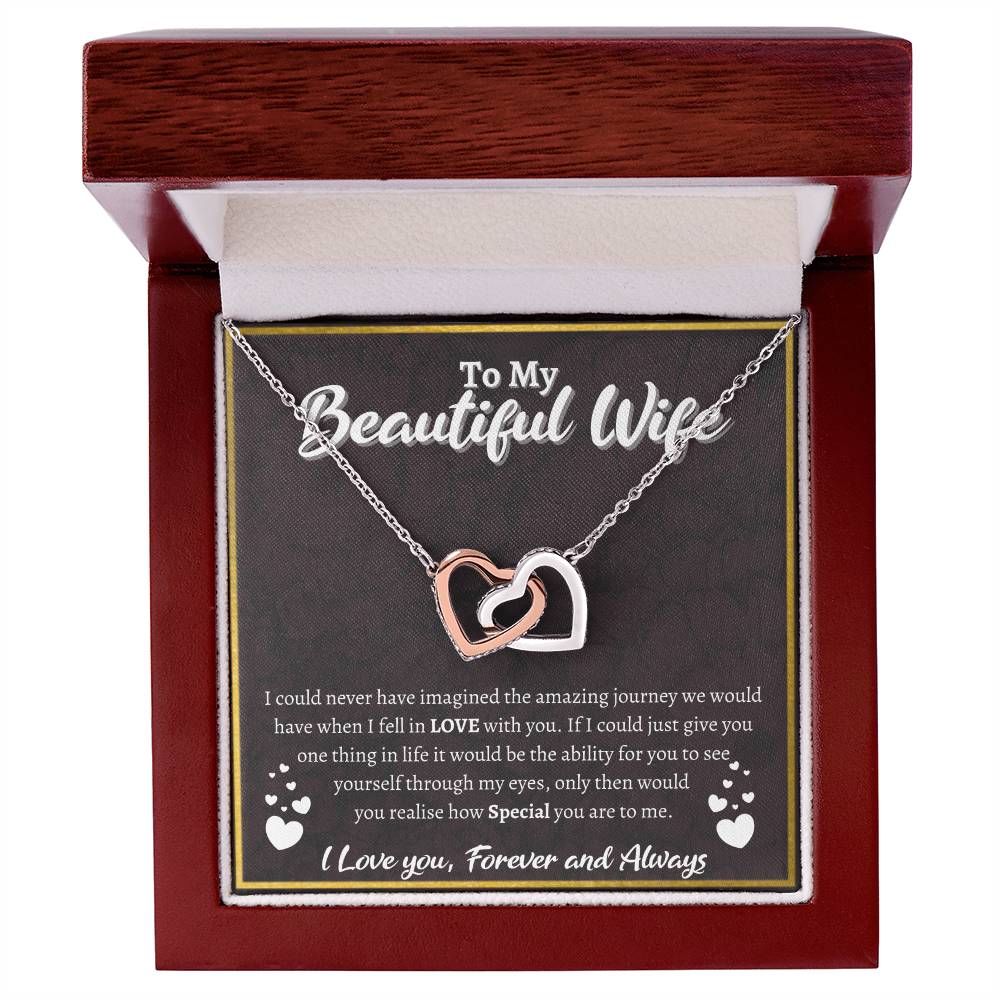 To My Beautiful Wife Interlocked Love Necklace Interlocking Hearts Necklace