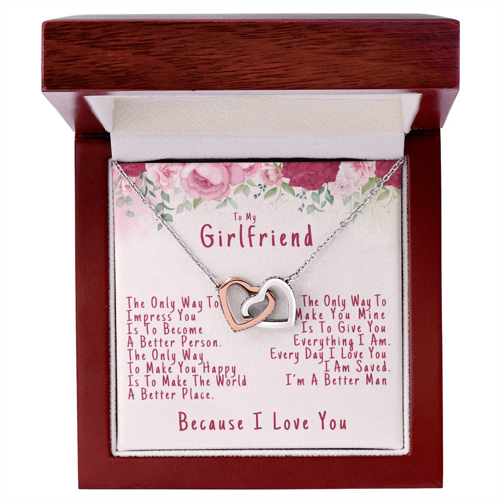 To My Girlfriend Valentine'S Day Because I Love You - Interlocking Heart Necklace Interlocking Hearts Necklace