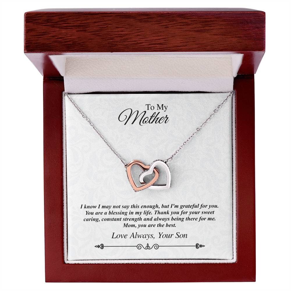 To My Mother Linked Hearts Necklace - I'M Grateful For You You Are The Best Interlocking Hearts Necklace