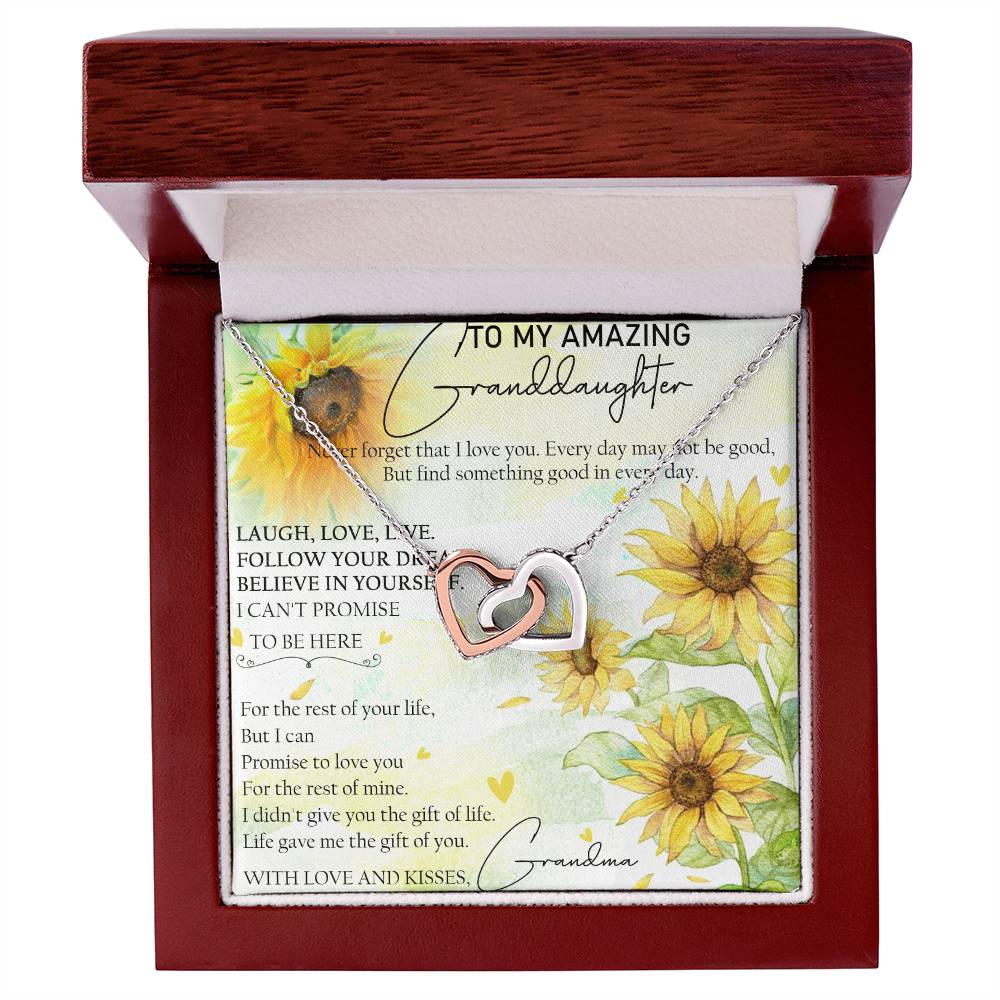 To My Amazing Granddaughter Interlocking Hearts Necklace Message Card