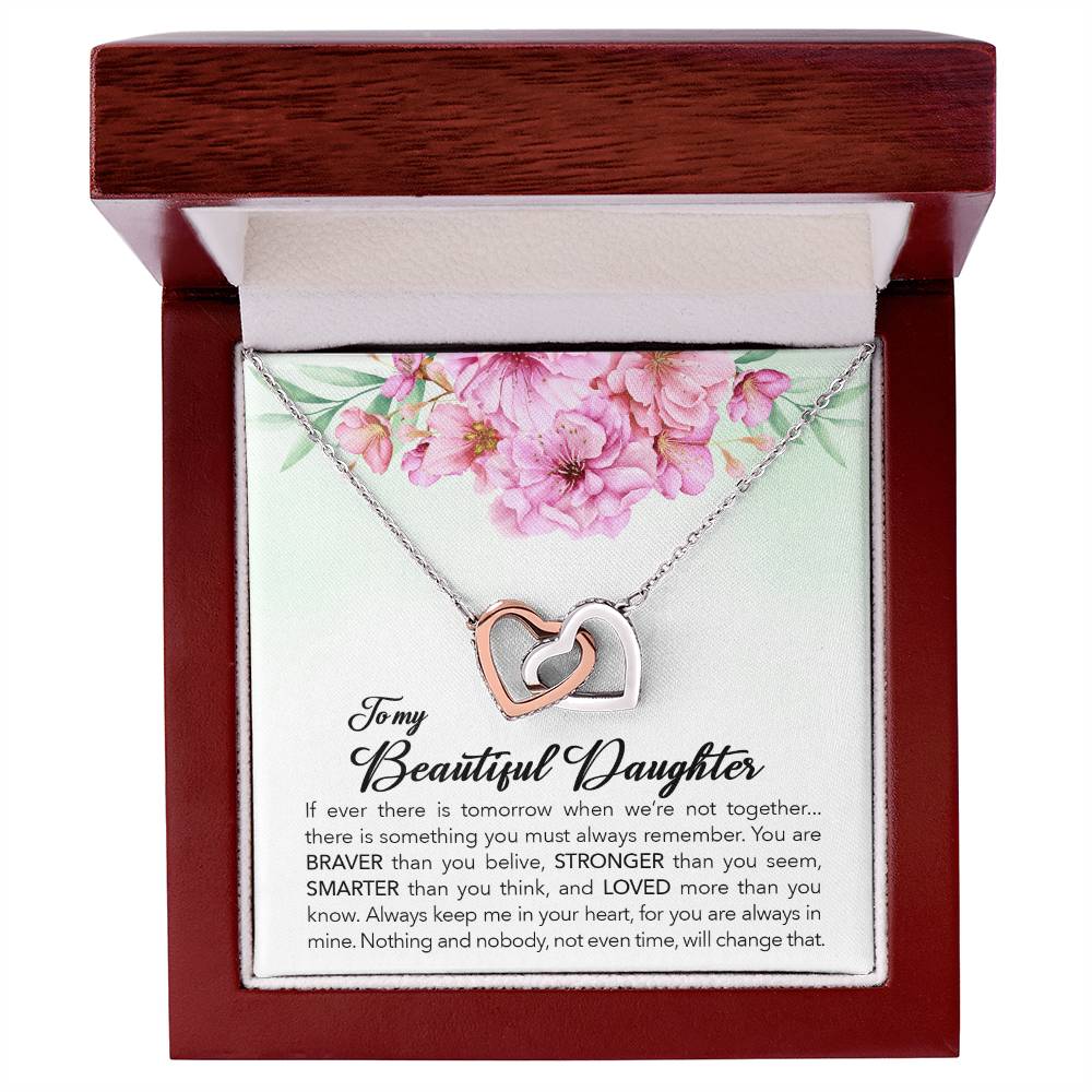 To My Granddaughter - Braver Stronger Smarter - Necklace Interlocking Hearts Necklace