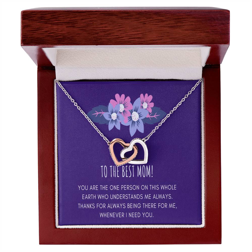 Gift For Mom From Daughter Mother Daughter Necklace Mom Gift From Daughter To My Mother Mother'S Birthday Best Mom Gift Message Card Interlocking Hearts Necklace