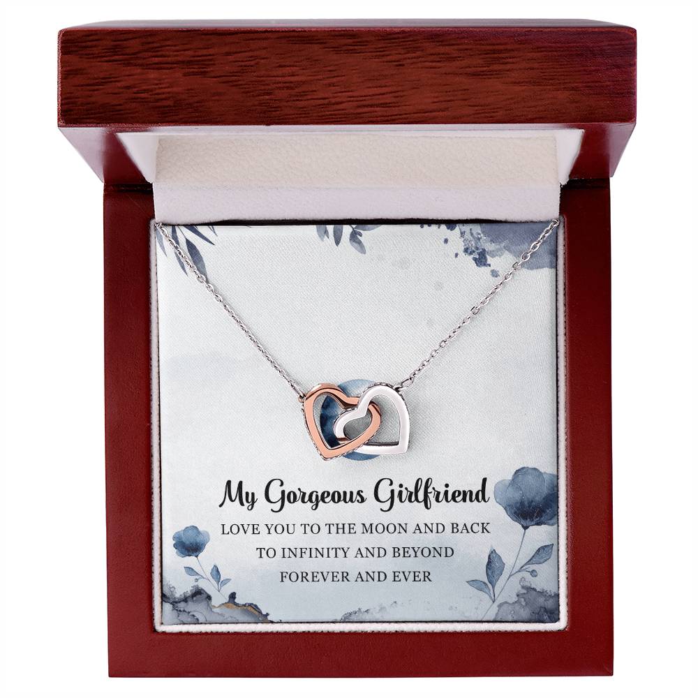 My Gorgeous Girlfriend Interlocking Hearts Necklace Message Card