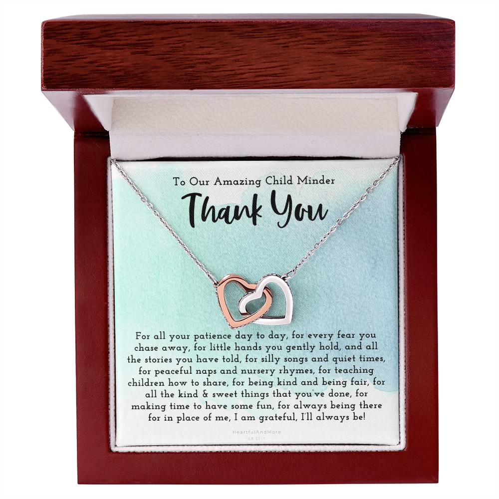 Thank You Gift For Child Minder Child Minder Appreciation Gift Child Minder Leaving Gift Childminder Christmas Gift Child Minder Necklace Interlocking Hearts Necklace