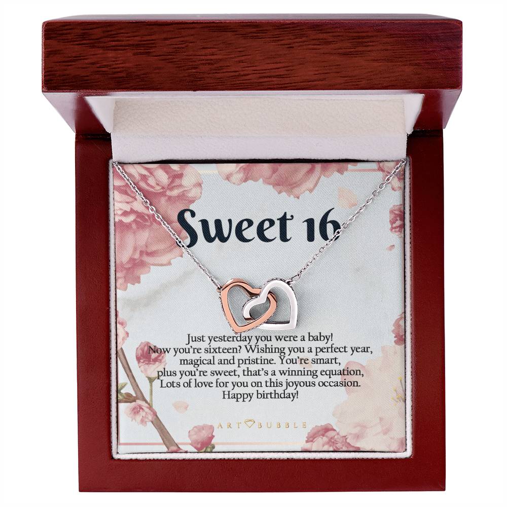 Sweet 16 Gift Hearts Necklace Interlocking Hearts Necklace