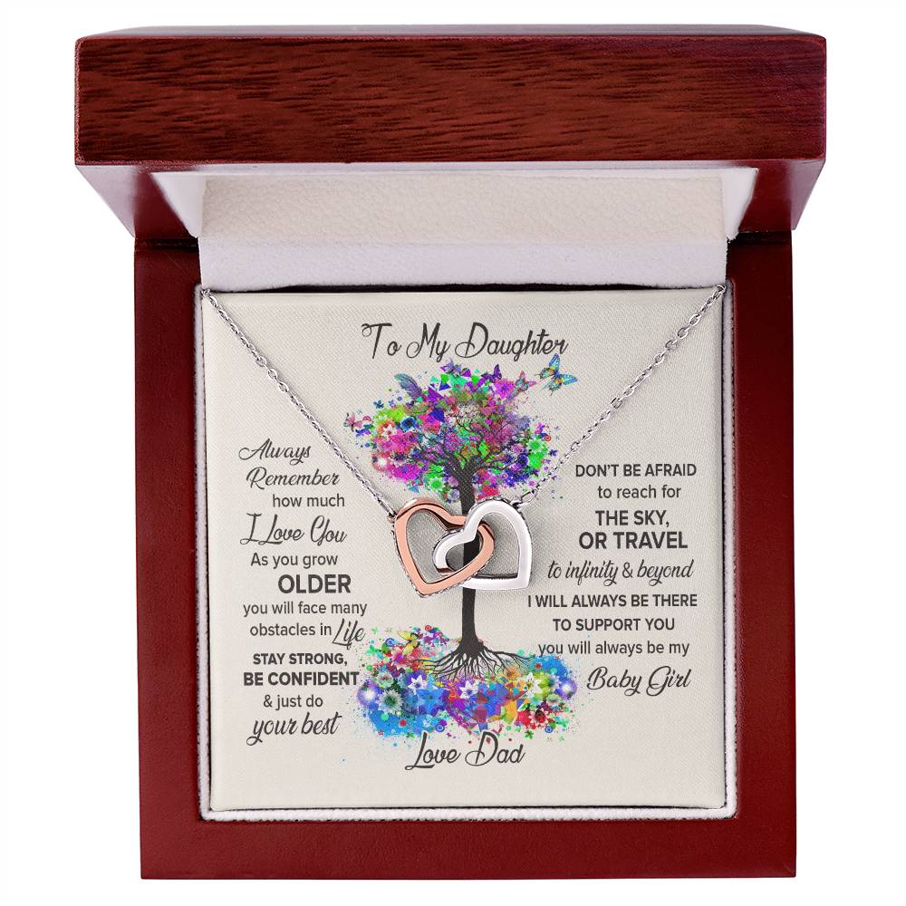 To My Daughter - Always Be My Baby Girl Interlocking Hearts Necklace
