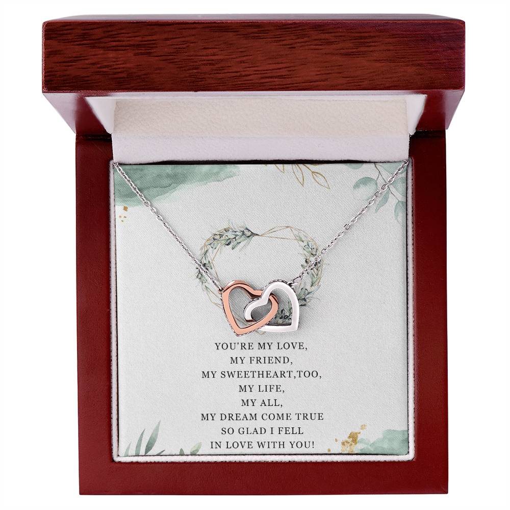 To My Girlfriend Interlocking Hearts Necklace Message Card