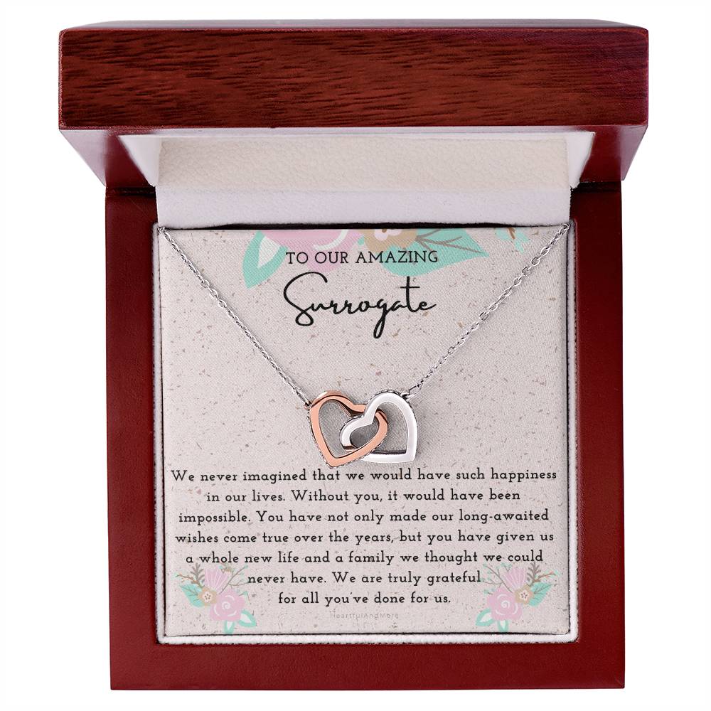 Surrogate Appreciation Gift Surrogate Gift Surrogate Gift With Message Card Surrogate Transfer Day Thank You Gift Interlocking Hearts Necklace