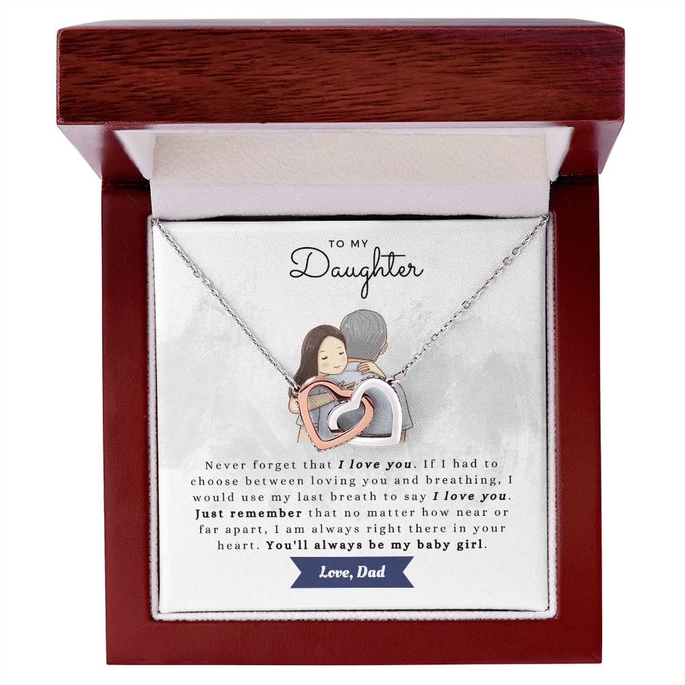 To My Daughter Never Forget Necklace Gift Set Interlocking Hearts Necklace