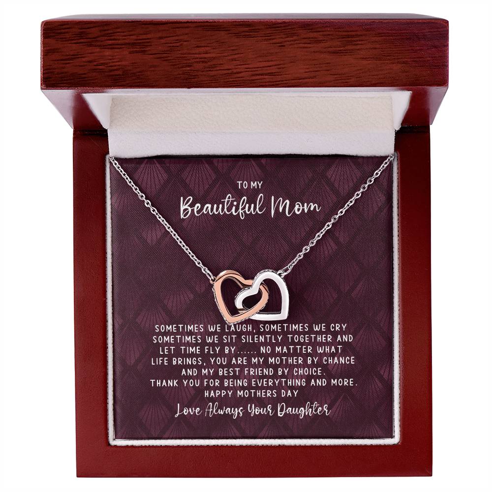 Mothers Day Best Friend - Interlocking Hearts - Love Daughter Interlocking Hearts Necklace
