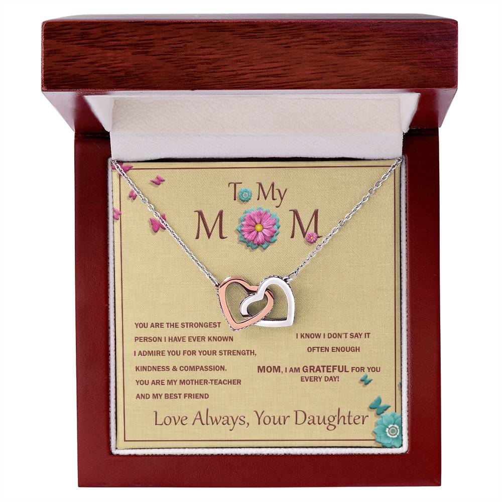 Interlocking Heart Necklace For Mother With Message Card Interlocking Hearts Necklace