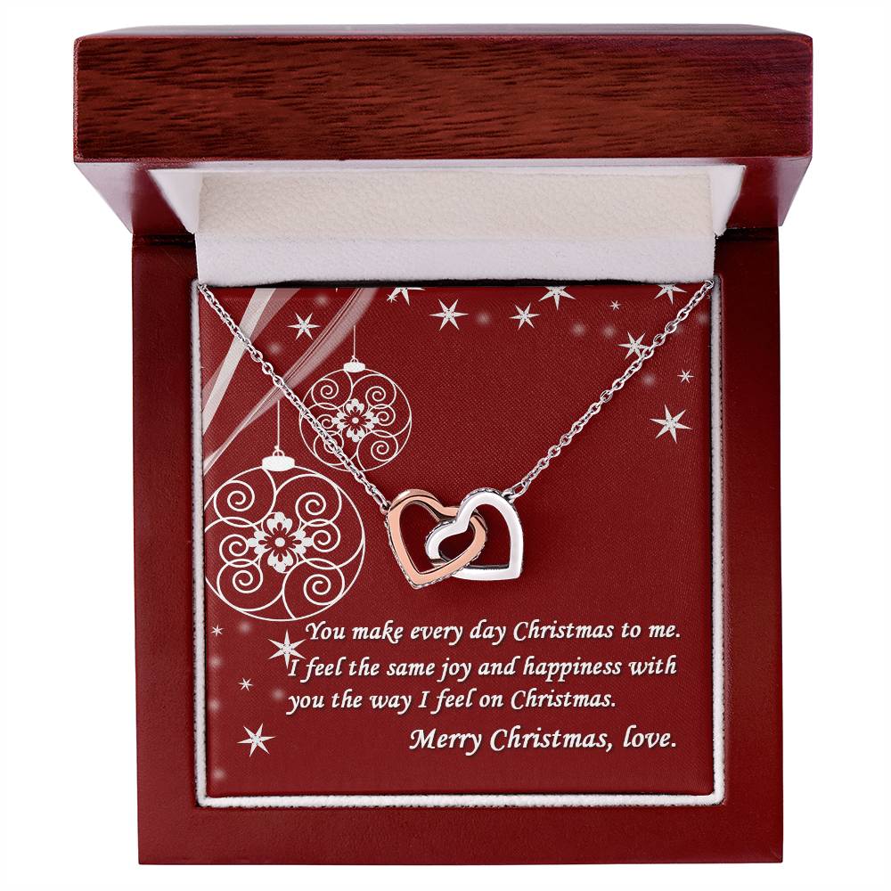 Merry Christmas Gift Interlocked Cubic Zirconia Stones Pendant For Love Interlocking Hearts Necklace