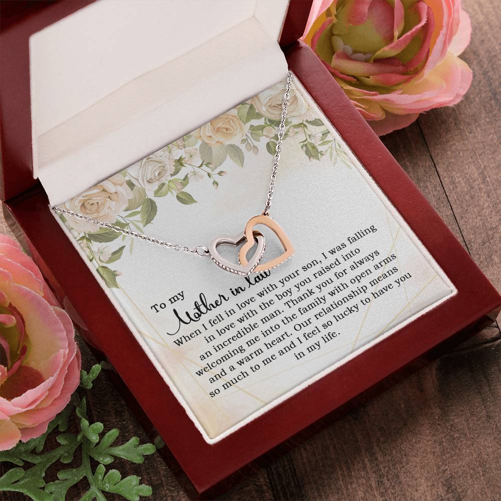 To My Mother In Law When I Fell In Love With Your Son Interlocking Hearts Necklace