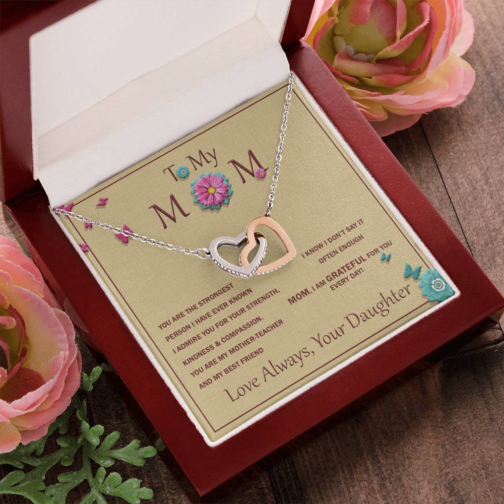 Interlocking Heart Necklace For Mother With Message Card Interlocking Hearts Necklace