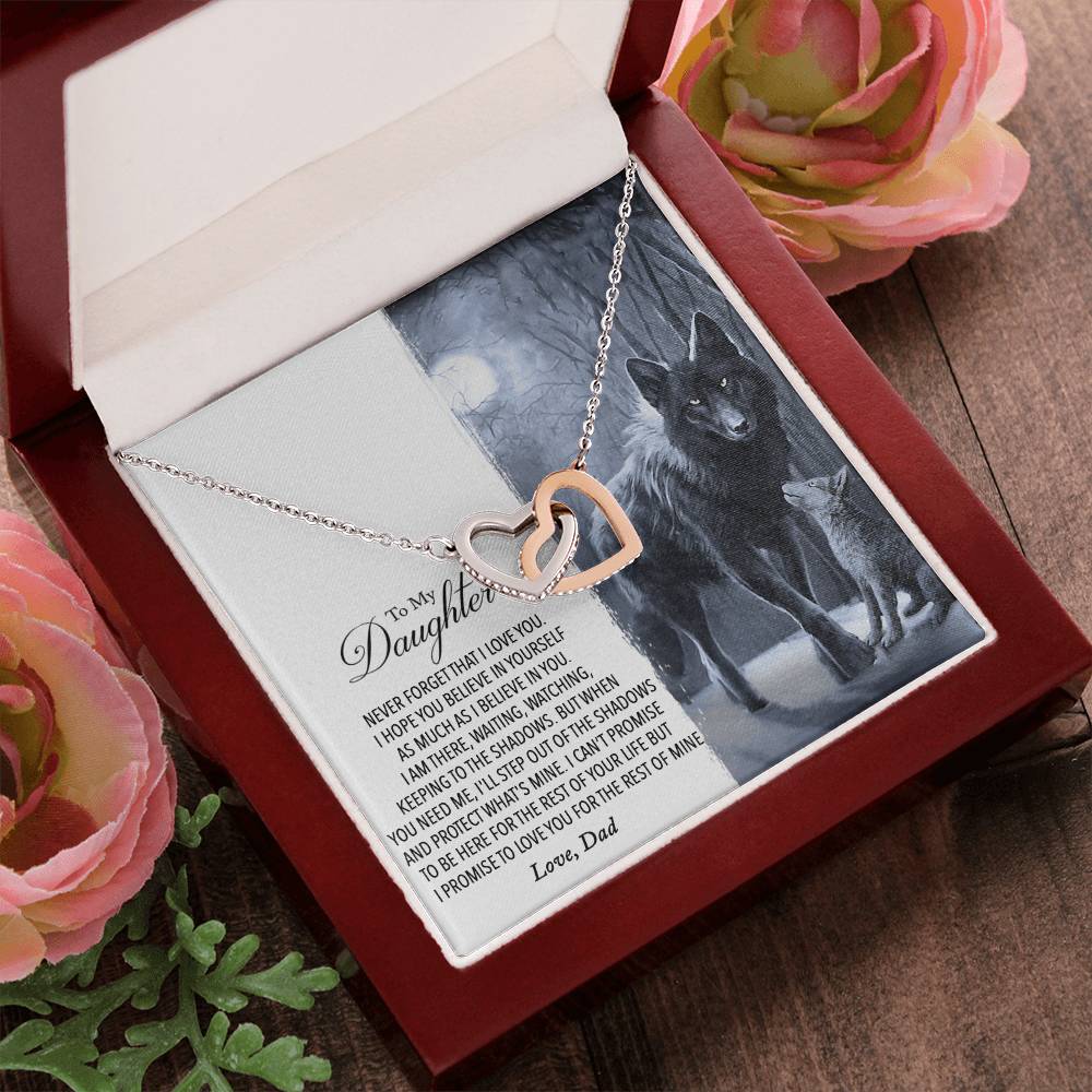 To My Daughter - Never Forget That I Love You Interlocking Hearts Necklace