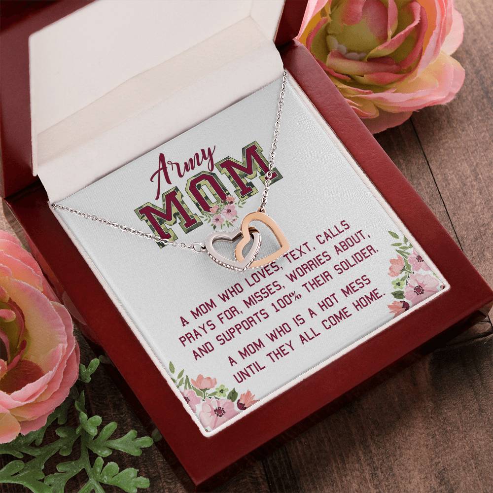 Gift For Army Mom - A Hot Mess - The Interlocking Heart Necklace Interlocking Hearts Necklace