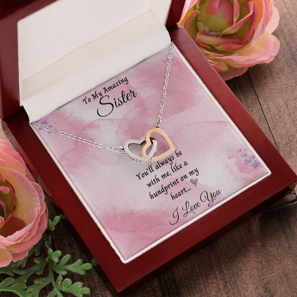 To My Amazing Sister Interlocking Hearts Necklace