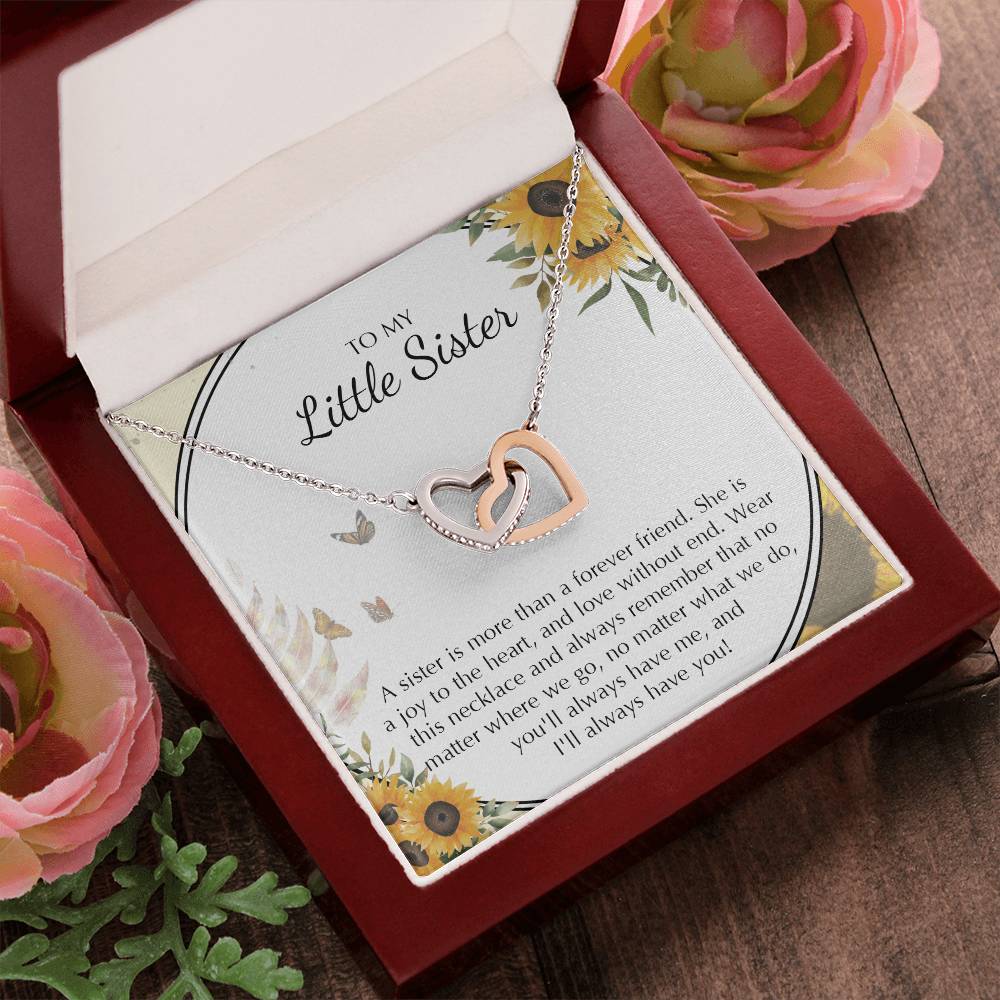 To My Little Sister Necklace Gifts Little Sister Birthday Gift For Little Sister Jewelry Gift For Sister Interlocking Hearts Necklace