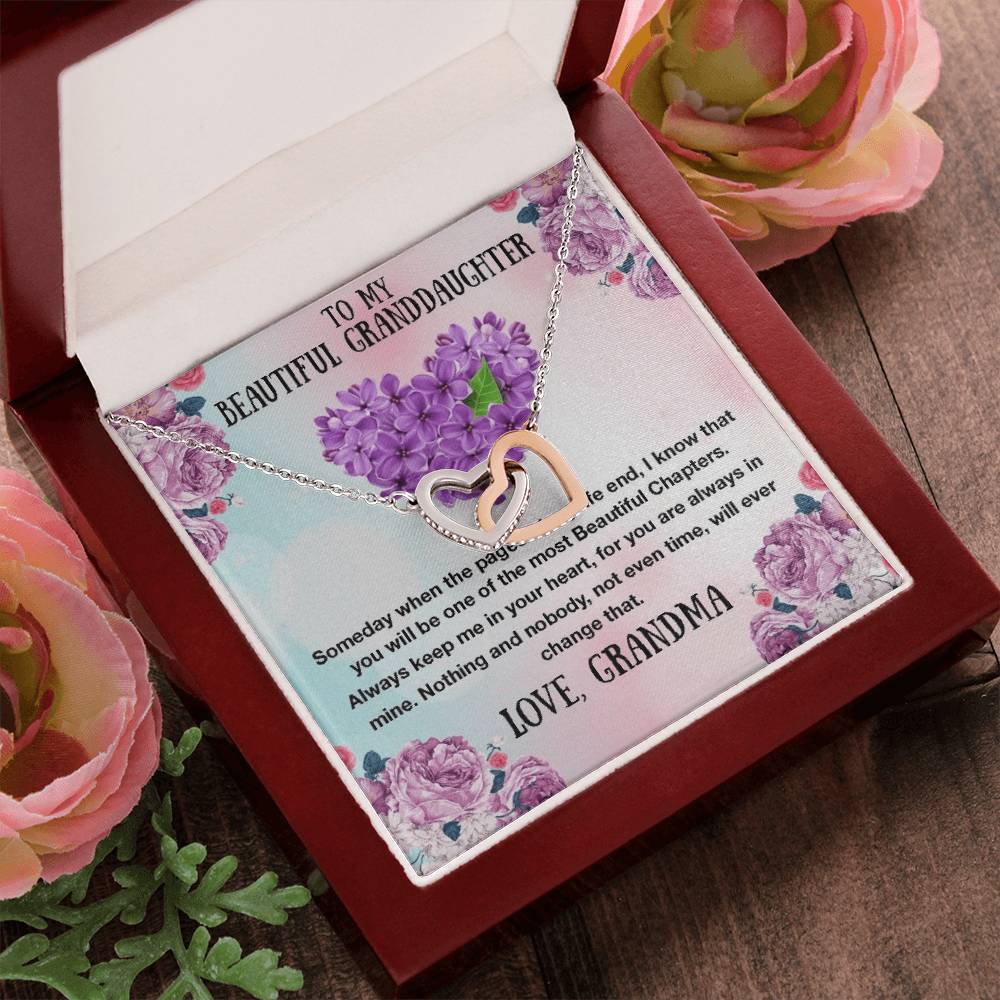 To My Granddaughter Necklace - The Most Beautiful Chapters - Gift For Granddaughter Granddaughter Interlocking Hearts Necklace