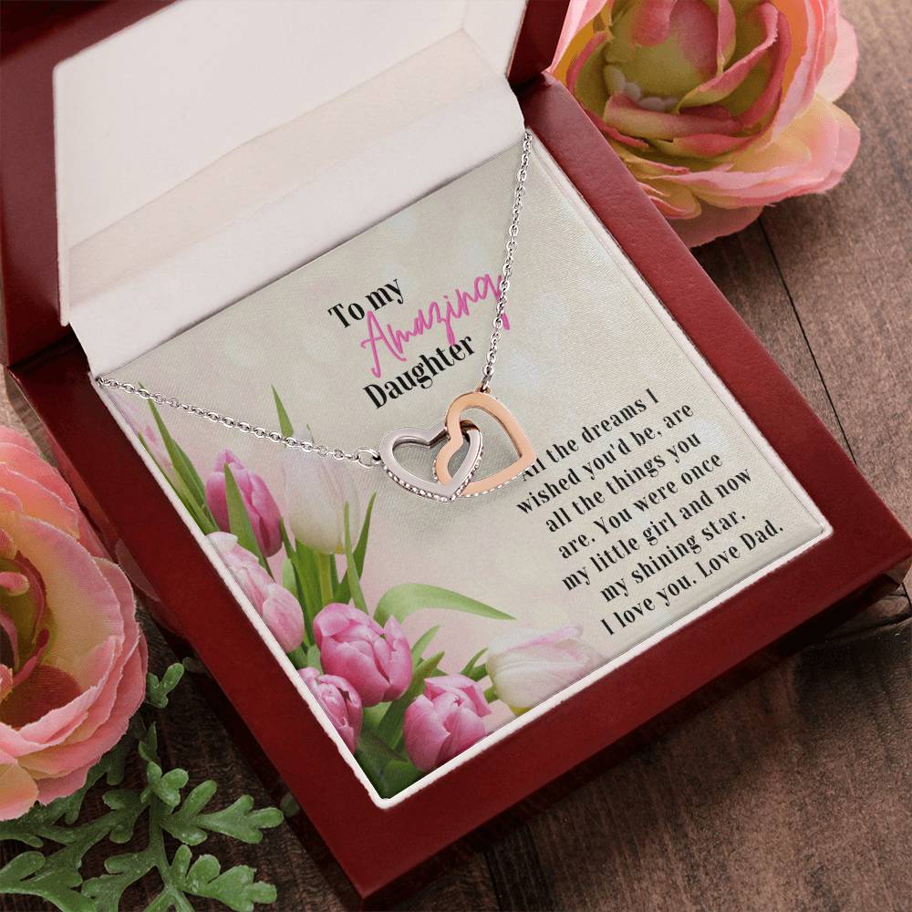A Graduation Gift From Dad-Two Hearts Necklace-To My Amazing Daughter Interlocking Hearts Necklace