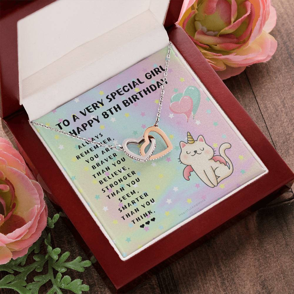 8Th Birthday Gift 8Th Birthday Necklace Gift Happy 8Th Birthday Gift Gift For 8 Year Birthday Girl Interlocking Hearts Necklace