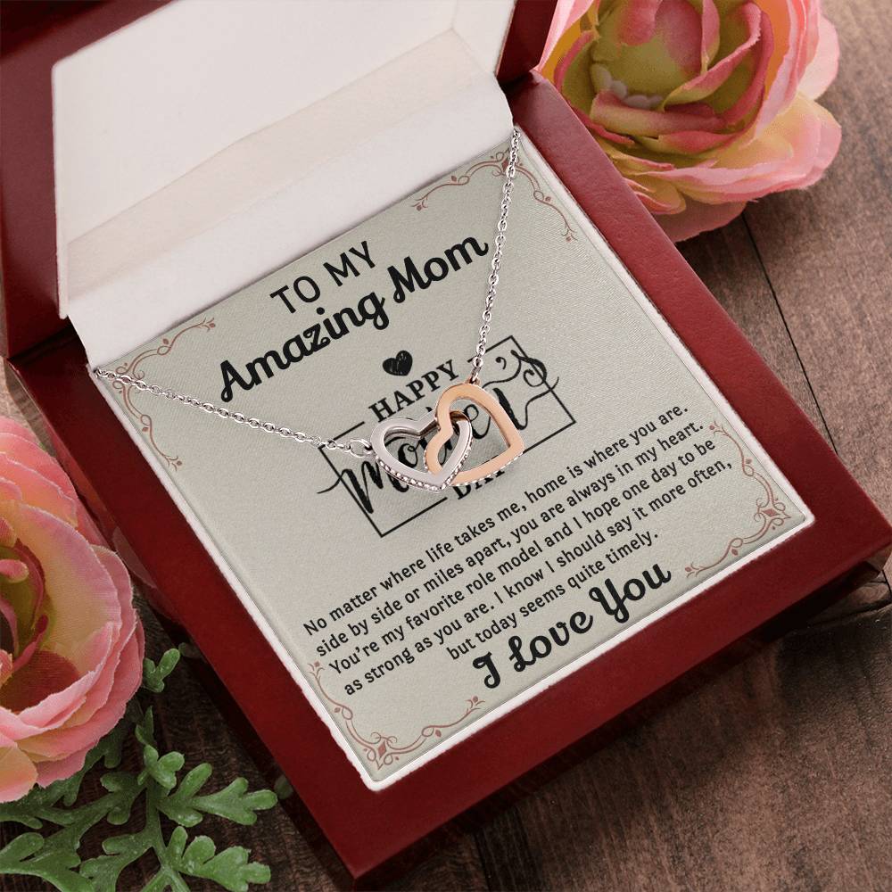 My Amazing Mom Interlocked Together Necklace For Mothers Day Interlocking Hearts Necklace