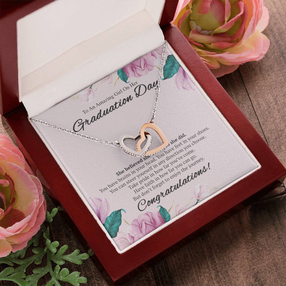 To An Amazing Girl On Her Graduation Day Necklace Interlocking Hearts Necklace