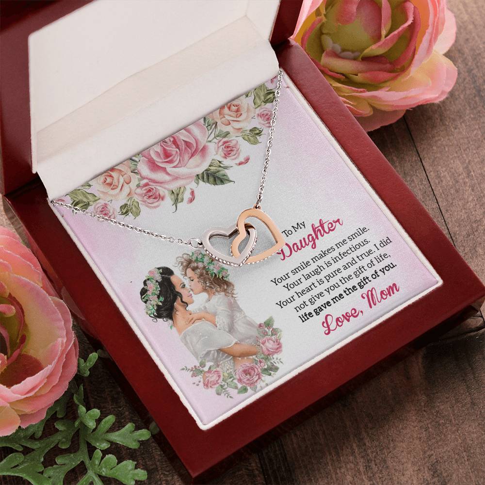 Forever Bonding Heart Necklace Gift Set - To My Daughter Interlocking Hearts Necklace