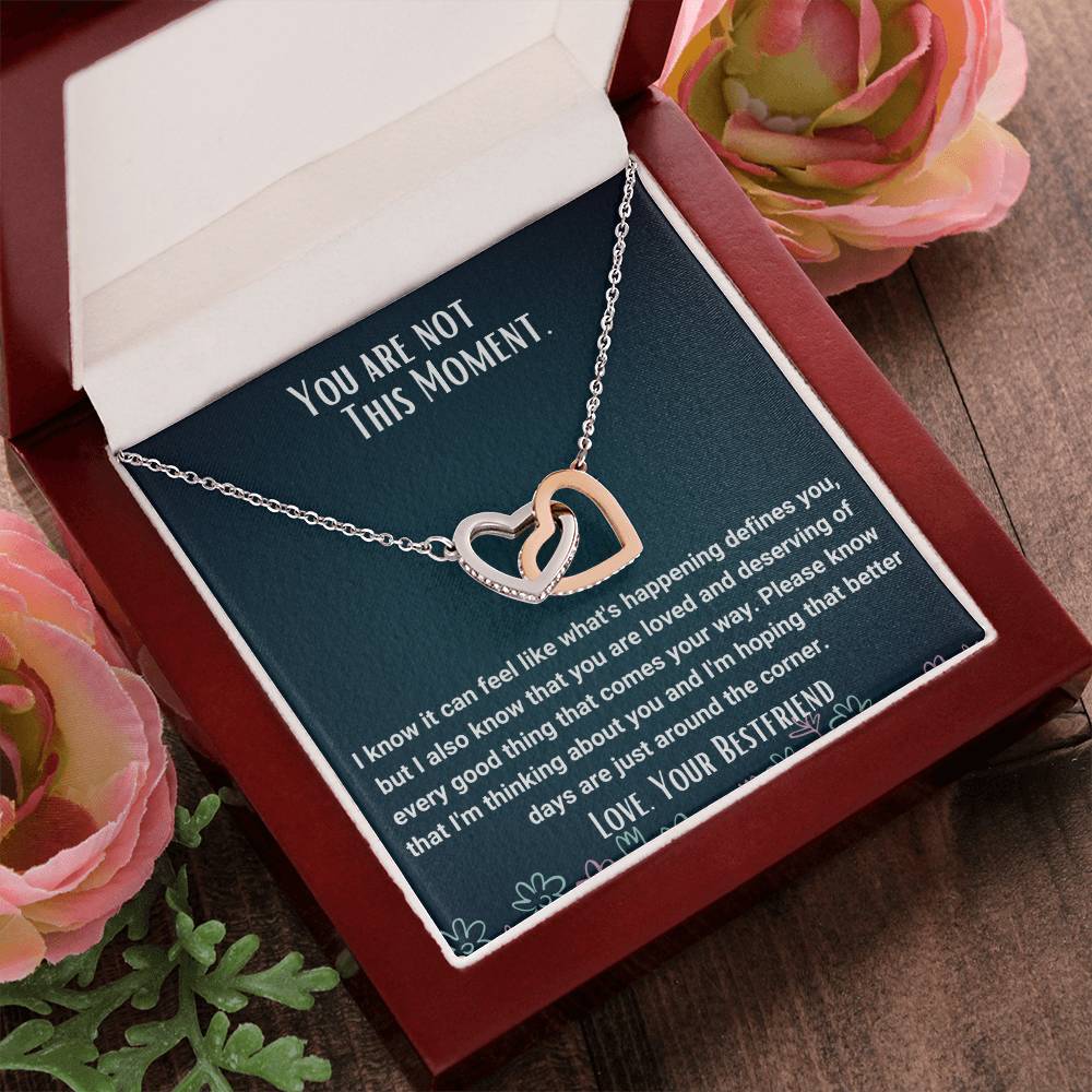 Interlocked Necklace Bestfriend Gift Encouragement Message Card Interlocking Hearts Necklace