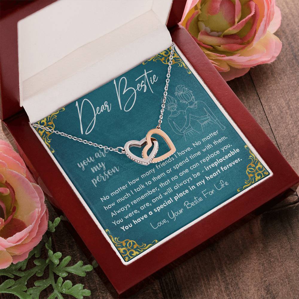 Dear Bestie - You Are My Person Interlocking Hearts Necklace