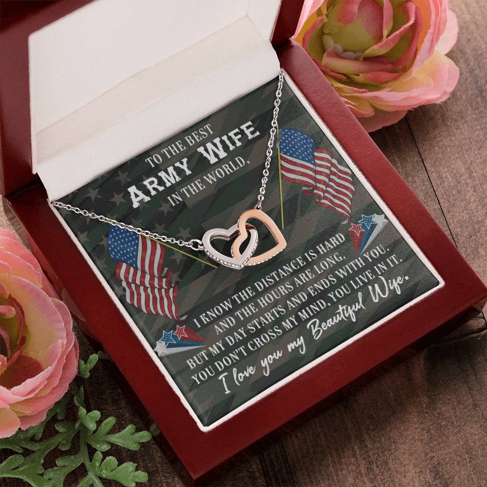 To My Army Wife I Know The Distance Is Hard Love You . Interlocking Hearts Necklace